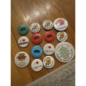 Vintage Lot Of‎ 14 California Pinback Buttons Sacramento Cordova Small Sizes